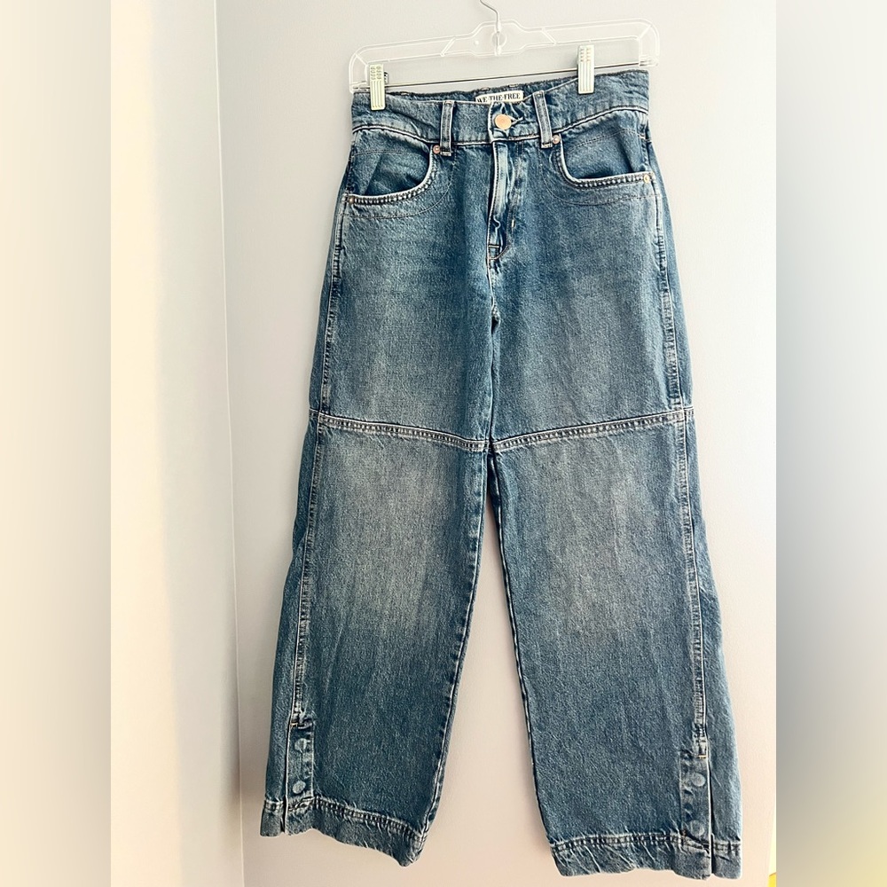 Free People Blue Flare Wide Leg Jeans
